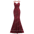 2016 GK sin mangas de vino rojo sexy sirena ahuecada vestido de fiesta de lentejuelas GK000013-1